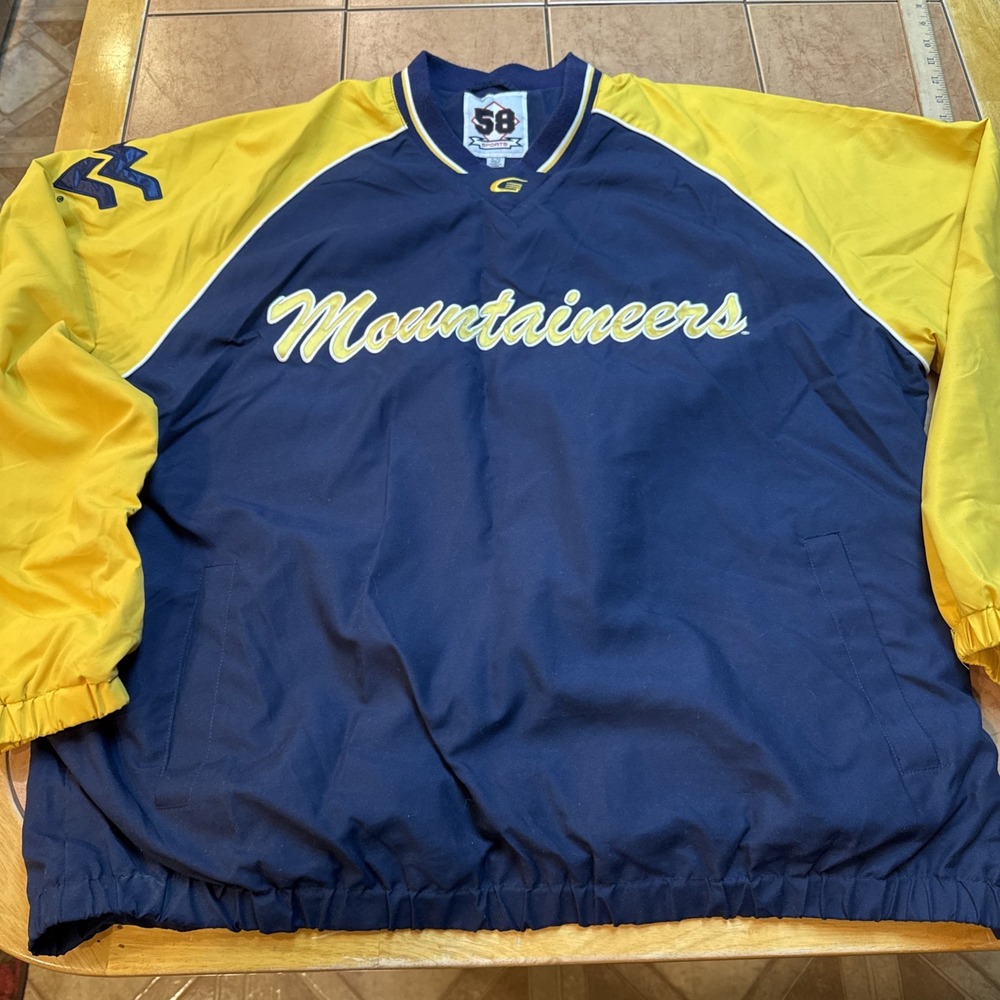West Virginia Mountaineers Windbreaker Jacket 58 Sports Mens Sz XL‎ V-Neck NCAA